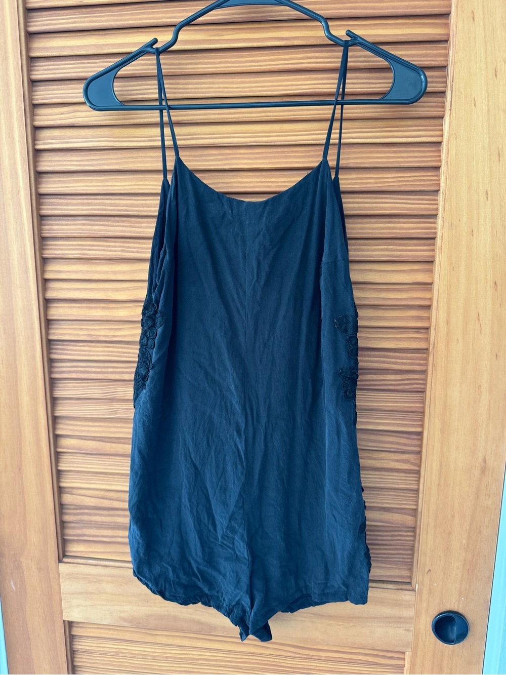 MERRITT CHARLES Black Spaghetti Strap Garland Romper